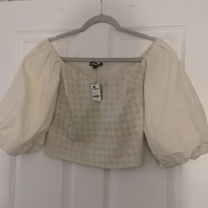Express size small, crop top, cream